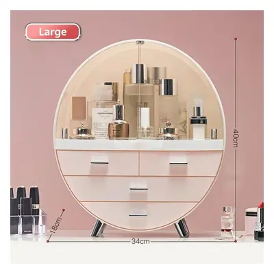 (pink, L) Cosmetic Storage Box Dressing Table Shelf Beauty Acrylic Desktop Large-capacity Transp