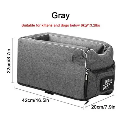 (gray, 42x22x20 CM) Dog Car Seat Safety Car Central Cat Dog Bed Portable Dog Carrier For Small D