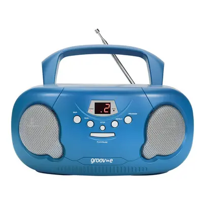 Groov-e Original Boombox Portable CD Player with AM/FM Radio and 3.5mm Aux-In GVPS733 - Blue