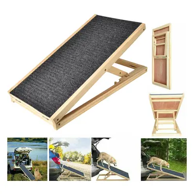 (L100cm*W40cm*H30/40/50/60cm) Wooden Dog Pet Car Ramp Ladder Foldable Adjustable Height Non-Slip