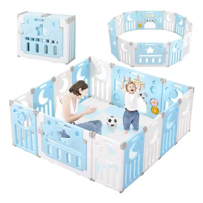 (Blue) Foldable Playpen for Babies and Toddlers