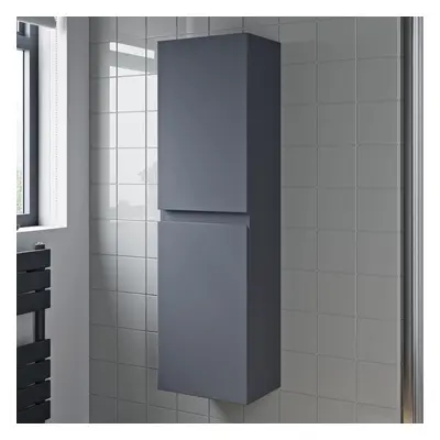 1200mm Grey Gloss Tall Bathroom Wall Hung Storage Cabinet Cupboard Soft Close