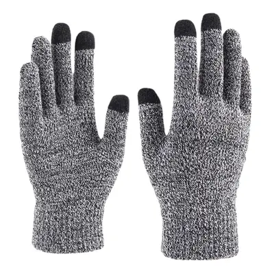 (Dark Grey) Men Winter Cool Protection Warm Full-finger Woolen Knitted Gloves Thicken Plus Velve