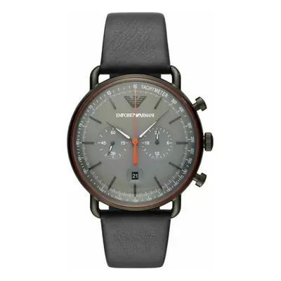 Emporio Armani Aviator Men's WatchÂ¦TachymeterÂ¦Chrono Grey DialÂ¦LeatherÂ¦AR11168