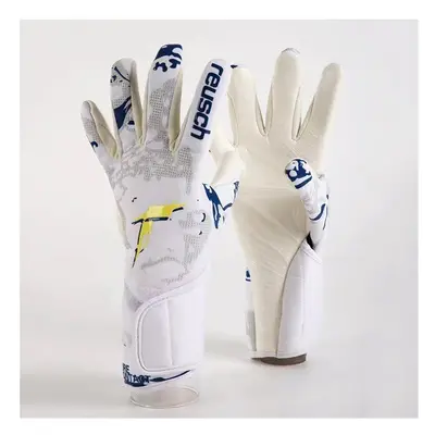 (White, Size 10(180+cm)) Classic Style Goalkeeper Latex Training Match Gloves Goalkeeper Footbal