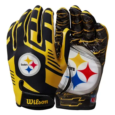 Wilson NFL Stretch Fit Football Gloves - Adult Pittsburgh Steelers