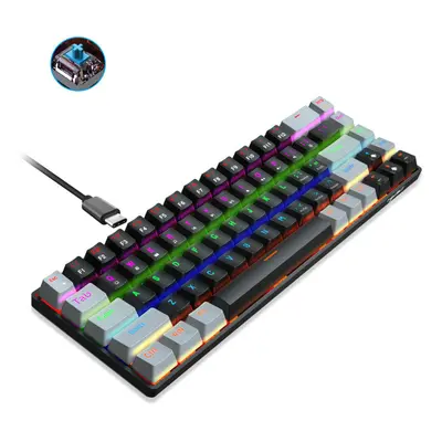 (Blue Switch) Keys Mechanical Keyboard Type-C Wired Blue/Red Switch Black&Grey Keycaps Colorful 