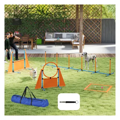 PawHut Pieces Dog Agility Equipment, Obstacle Training Course Kit, Orange