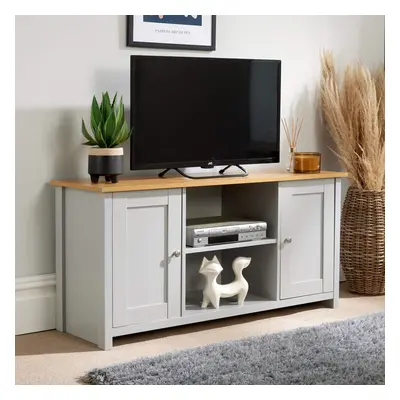 Home Source Camden Large Door TV Media Storage Unit - Grey