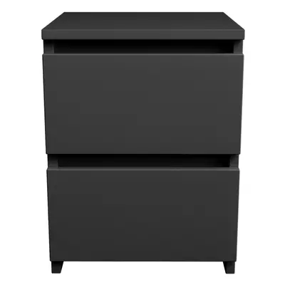 (2 Drawer Bedside Cabinet, Dark Grey) NRG Chest of Drawers Bedside Table Storage Drawer Unit Bed