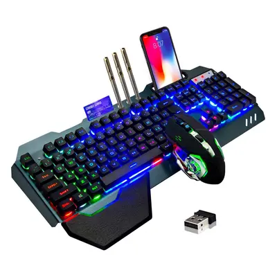 Wireless Gaming Keyboard and Mouse,Rainbow Backlit Rechargeable Keyboard Mouse