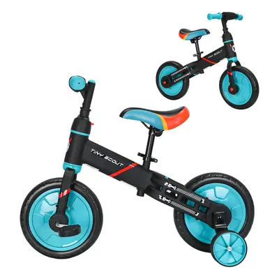 (Blue) UBRAVOO 4-in-1 Tiny Scout Bike for Kids 4 Years, Rear Double Rod