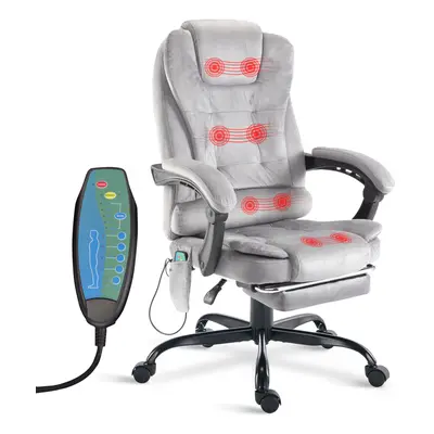 (Grey Velvet) Massage Executive Office Chair Computer Desk Chair Swivel Recliner Gaming Chair