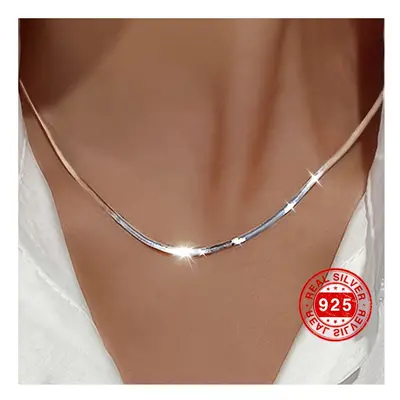 925 Sterling Silver Thin Flat Snake Bone Chain Necklace Elegant Neck Chain Jewelry