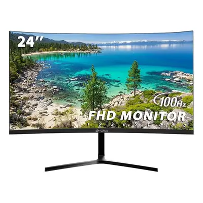 CRUA 24" Curved Monitor, FHD(1920Ã1080P) 100HZ, 99% sRGB Color Gamut Computer Monitors, Narrow 