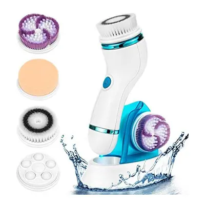 4 in Facial Cleansing Brush - Rechargeable Face Brush Set - IPX65 Waterproof Electric Rotating F