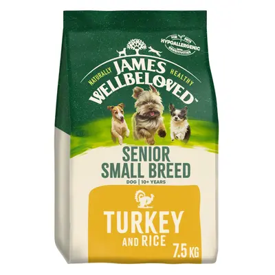 7.5kg James Wellbeloved Natural Senior Small Breed Dry Dog Food Turkey & Rice