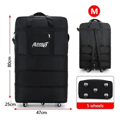 (M) Waterproof Portable Travel Rolling Suitcase Air Carrier Bag Unisex Expandable Folding Oxford