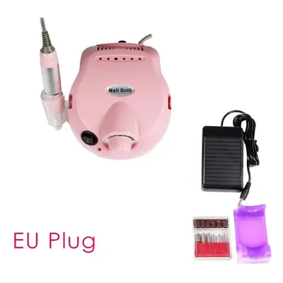 (pink, 220V(EU Plug)) Electric Manicure Drill 35000rpm Nail Drill For Nail Polish Remover Pedicu