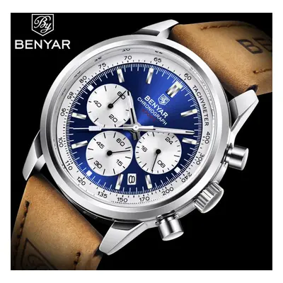 (blue) Benyar Quartz Waterproof Watches Movement Men Quartz Watches Luxury Clock Casual Men Spor