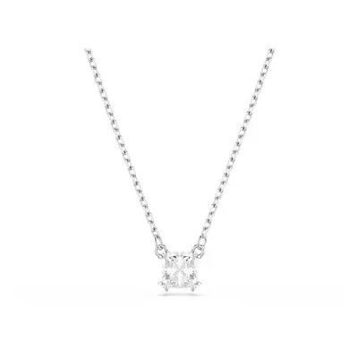 Stilla Rhodium Plated White Square Cut Pendant