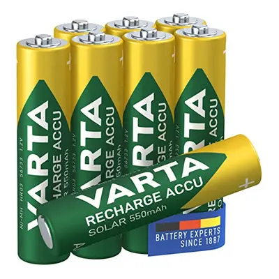 Batteries AAA, rechargeable, pack of 8, Recharge Accu Solar, Akku, mAh Ni-MH, ready to use, desi