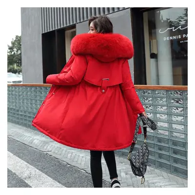 (red, XXXXXXL) Shinedress Winter Women&apos;s Cotton-padded Jacket Mid-length Large Fur Collar P