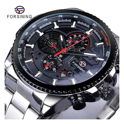 (ghost white) Forsining2022 New Three-disc Sports Automatic Mechanical Strap Calendar Men&apos;s