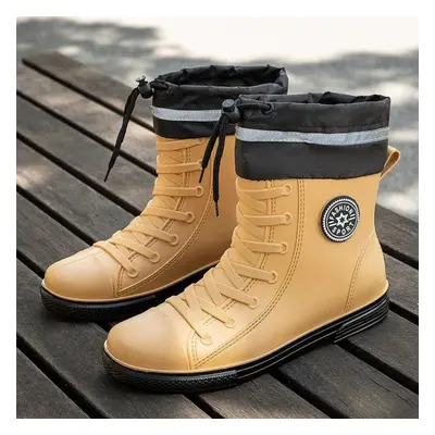 (yellow, 42) Men&apos;s Fashionable Waterproof Short Tube Anti Slip Rain Boots