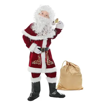 (S 100-115) Kid Christmas Suit Set Santa Claus Costume Velvet Child Cosplay Outfits For Boys