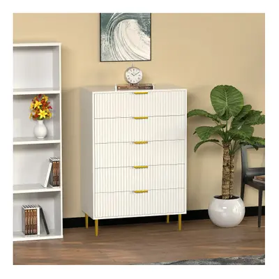 Floor Standing White Wooden Fluted Kitchen Bed Living room Chest of Drawers Dresser Console Hall