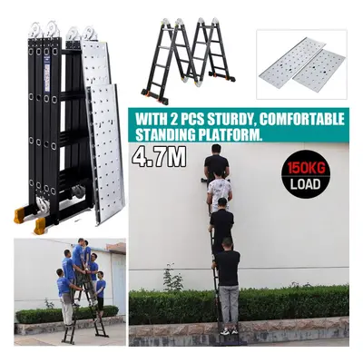 4.7M 14in1 Aluminium Folding Ladder Extension Scaffold With Platform