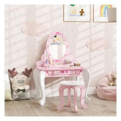 AIYAPLAY Kids Dressing Table Set, PCS Children Vanity Table with Stool