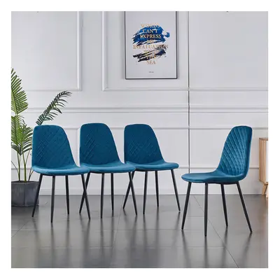 (Teal, 4PCS Dining Chair) 2/4PCS Velvet Dining Chairs Breakfast Metal Legs