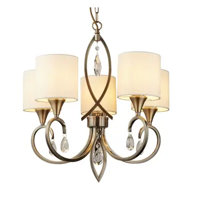 Searchlight Alberto Lights Antique Brass Crystal Drops Ceiling Pendant Light