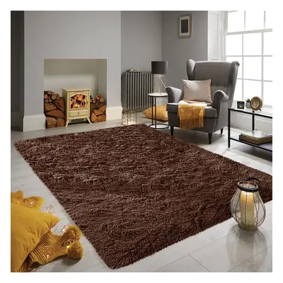 (Brown, x cm (6ft 7in x 9ft 3in)) Non Slip Rugs Soft Shaggy Area Rugs Runner Bath & Door Mats