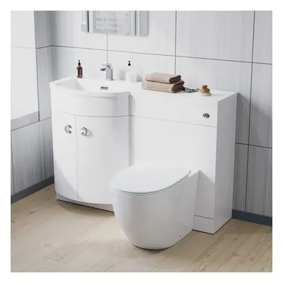 Nes Home 1100mm LH Sink White Combination Vanity Unit Rimless Toilet