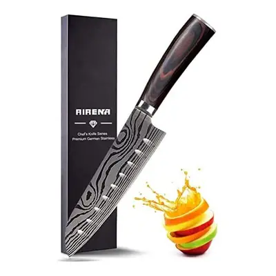 AIRENA Japanese Santoku Knife, 7" Professional Kitchen Knives - German Carbon Stainless Steel - 