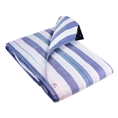 (4.5M x 6M) GroundMaster 170Gsm Blue/White Striped Tarpaulin Heavy Duty Market Stall Cover