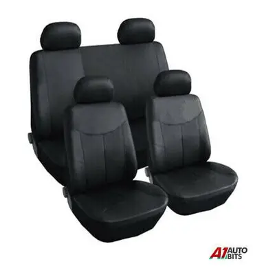 Universal Black Heavy Duty Leather Look Car Seat Covers Set New