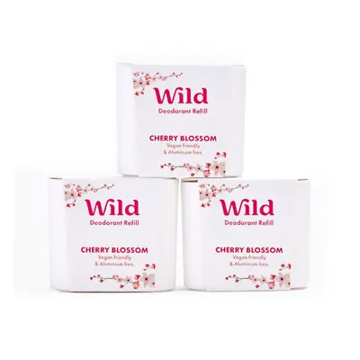 Wild - Cherry Blossom Refill Trio Pack - Natural Refillable Deodorant - Vegan & Eco-Friendly - A