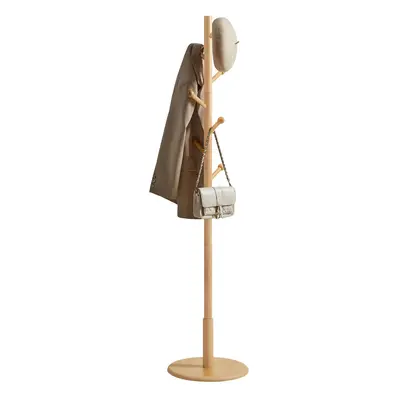 VASAGLE Solid Wood Coat Rack Free Standing Hall Coat Tree with Hooks Height Options for Coats Ha