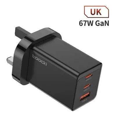 (black, UK plug) Toocki 65w Gan Usb C Charger 67w Quick Charge 4.0 3.0 Qc4.0 Qc Pd 3.0 Usb-c Typ