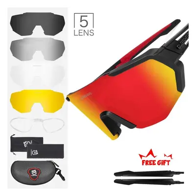 (black,red) Queshark Polarized Cycling Sunglasses Bicycle Goggles Men Women Mountain Bike Glasse