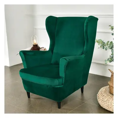 (dark green, one size) Solid Color Wing Chair Cover Stretch Spandex Armchair Covers Europe Remov