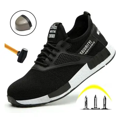 (black, 47) Men&apos;s Fashion Steel Toe Cap Safety Shoes Breathable Casual Sneakers Shoes Work 