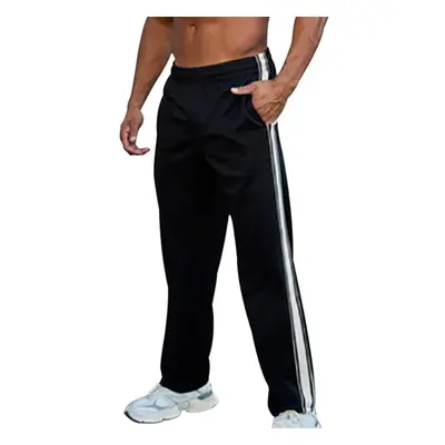 (black, 3XL) Joggers Track Stripe Pants Men Running Sweatpants Gym Fitness Sport Training Trouse