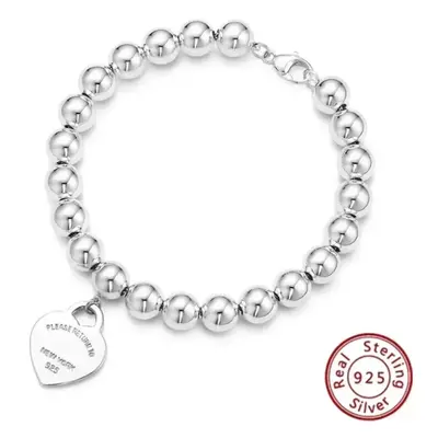 (TFSL-7, 20cm) New S925 Sterling Silver Tiffany Bracelet High-End Elegance Heart Trendy Fashion,