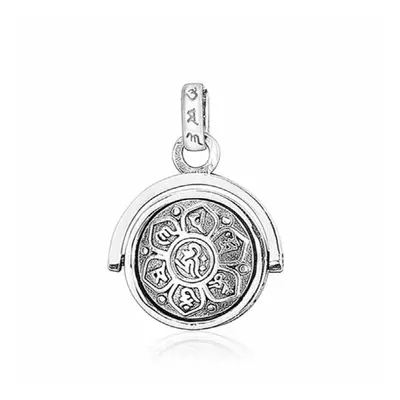 925 Sterling Silver Buddhism Spinner Rotating Charm Pendants&Necklace for Men Women Six Words Su