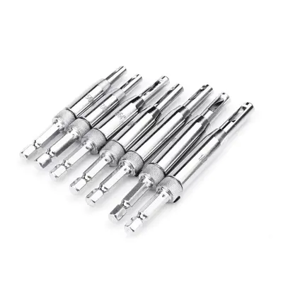 7pcs 1/4 Inch Hex Shank Self Centering Door Lock Cabinet Hinge Drill Bits Set Pilot Hole Saw Too